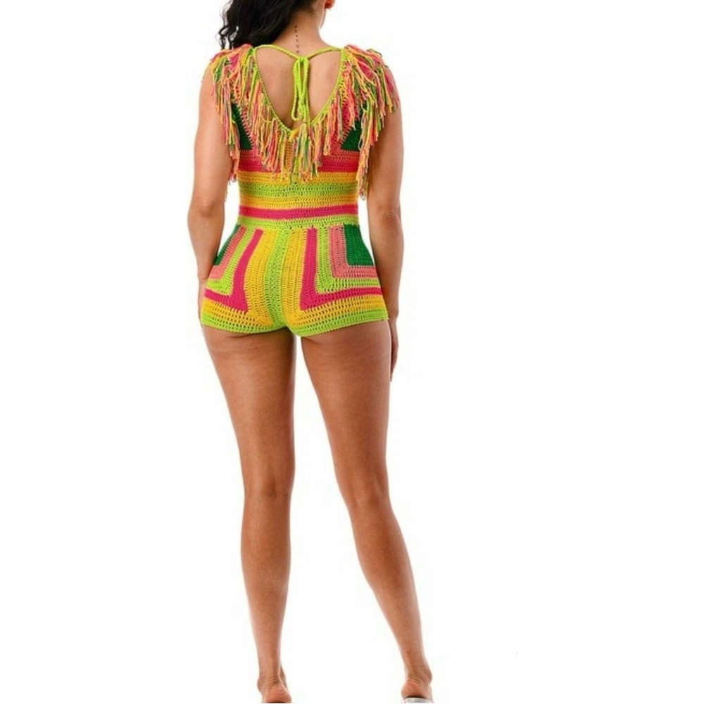 Colorful Crochet Fringe Romper - Picture 3 of 3